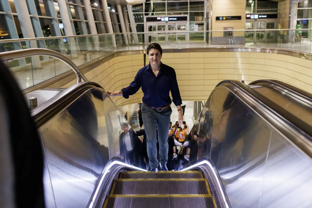 Prime Minister Justin Trudeau exits a transit station in Toronto, on Aug. 1, 2023. (The Canadian Press/Cole Burston)