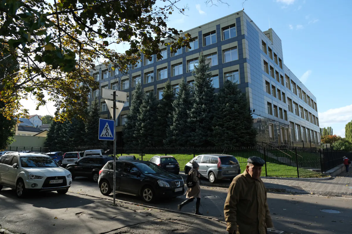 A building on Ryljejeva street listed for Esco-Pivnich, part of Burisma Group, a Ukrainian gas company, stands in Kiev, Ukraine, on Oct. 1, 2019. (Sean Gallup/Getty Images)