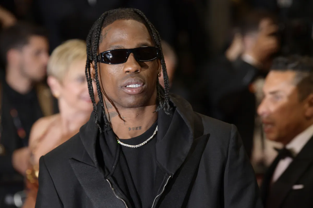 Travis Scott attends the "The Idol" red carpet during the 76th annual Cannes film festival at Palais des Festivals in Cannes, France, on May 22, 2023. (Kristy Sparow/Getty Images)