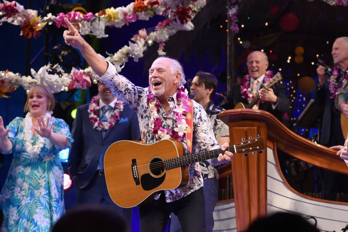 Jimmy Buffett takes an opening night bow during the Broadway premiere of "Escape to Margaritaville" on March 15, 2018, in New York City. (Noam Galai/Getty Images for Escape To Margaritaville/TNS)