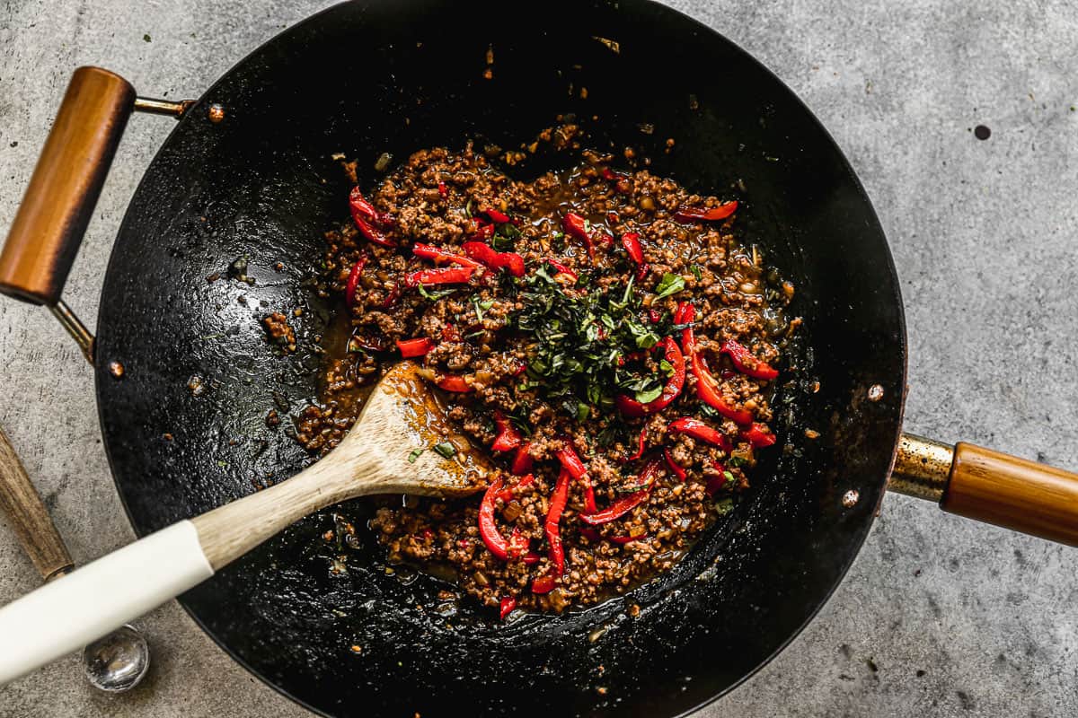 Making Thai Basil Beef