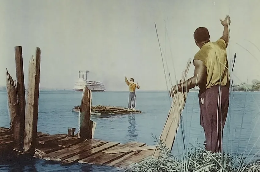 A cropped lobby card for the 1960 version of the film "The Adventures of Huckleberry Finn." (MovieStillsDB)