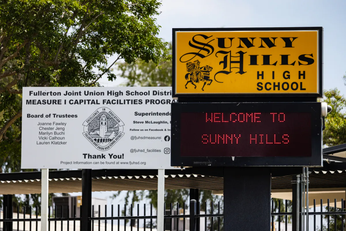 Sunny Hills High School in Fullerton, Calif., on Aug. 11, 2023. (John Fredricks/The Epoch Times)