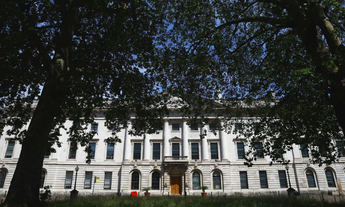 An exterior view of the proposed site for the new China Embassy, near to Tower Bridge in London, on June 23, 2023. (Hannah McKay/Reuters)