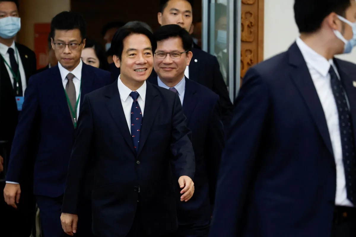 Taiwan's Vice President William Lai arrives at Taoyuan International Airport before his departure to the United States for a stopover in New York on his way to Paraguay, in Taoyuan, Taiwan, on Aug. 12, 2023. (Carlos Garcia Rawlins/Reuters)