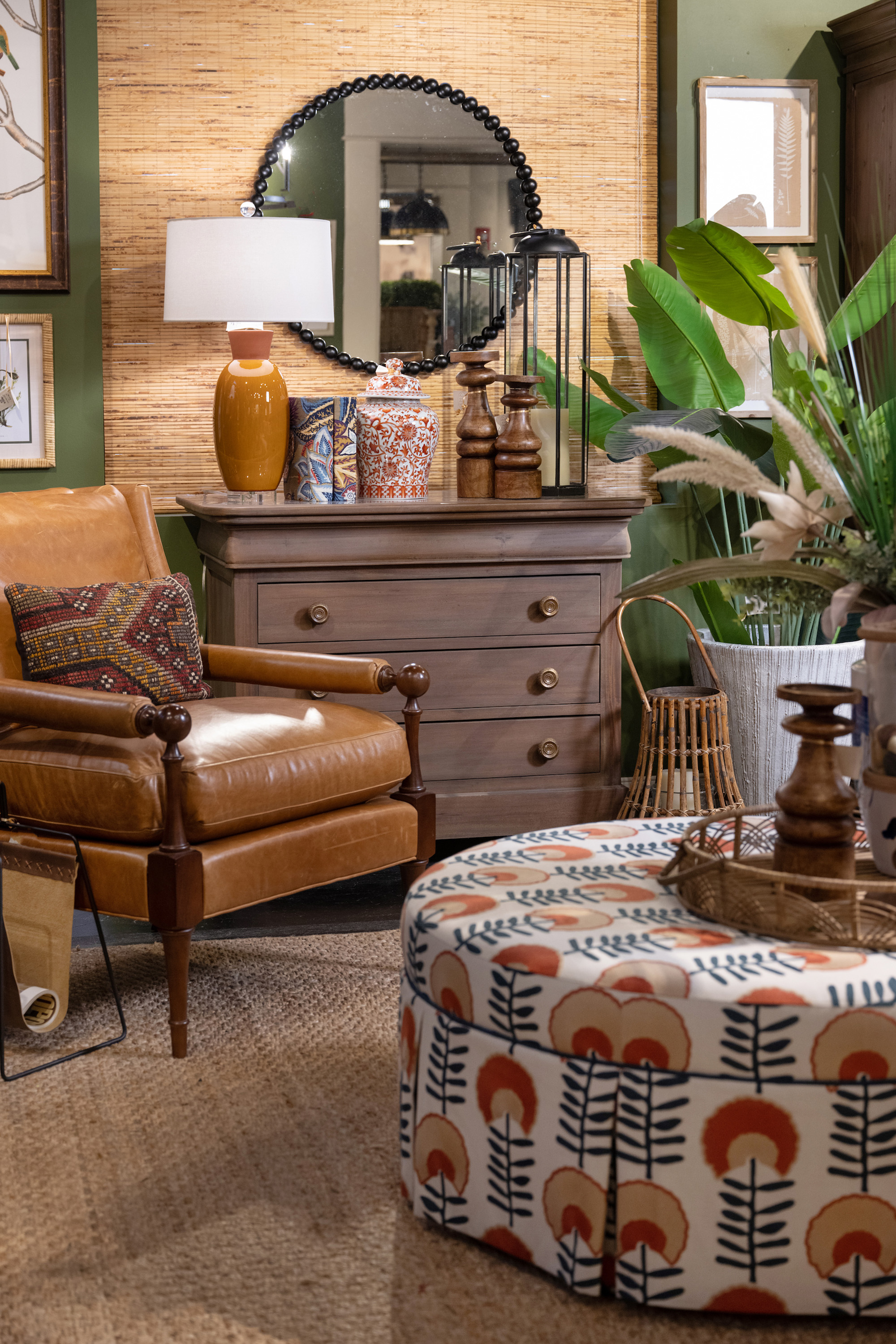 An ottoman is full of unexpected texture and personality.