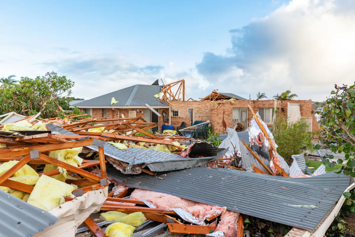 Damaged buildings are seen after a cyclone in Kalbarri, Australia, on April 12, 2021. (Yvonne McKenzie/Getty Images)