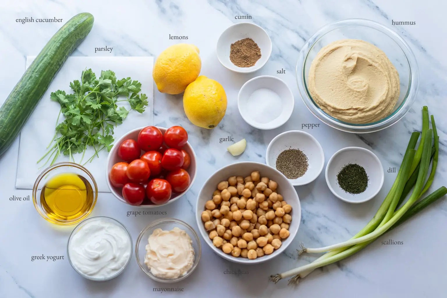Ingredients for Epic Hummus Board