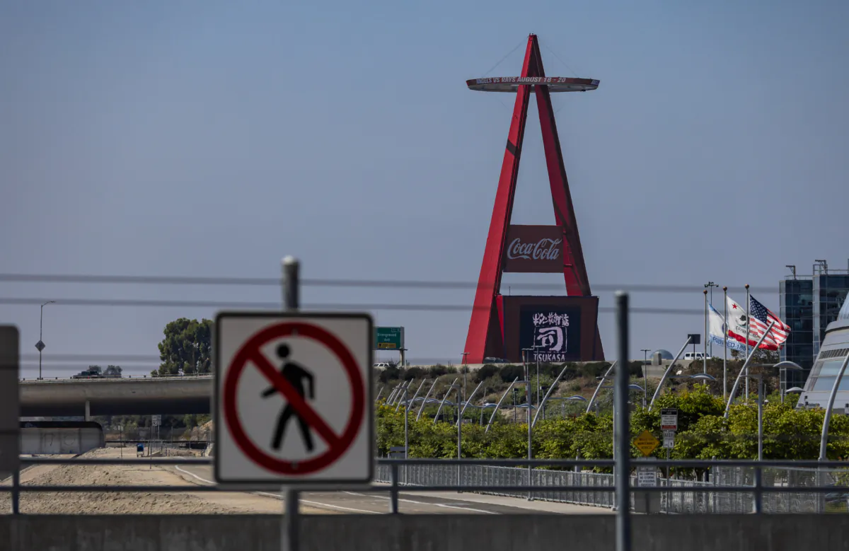 Angel Stadium in Anaheim, Calif., on Aug. 14, 2023. (John Fredricks/The Epoch Times)