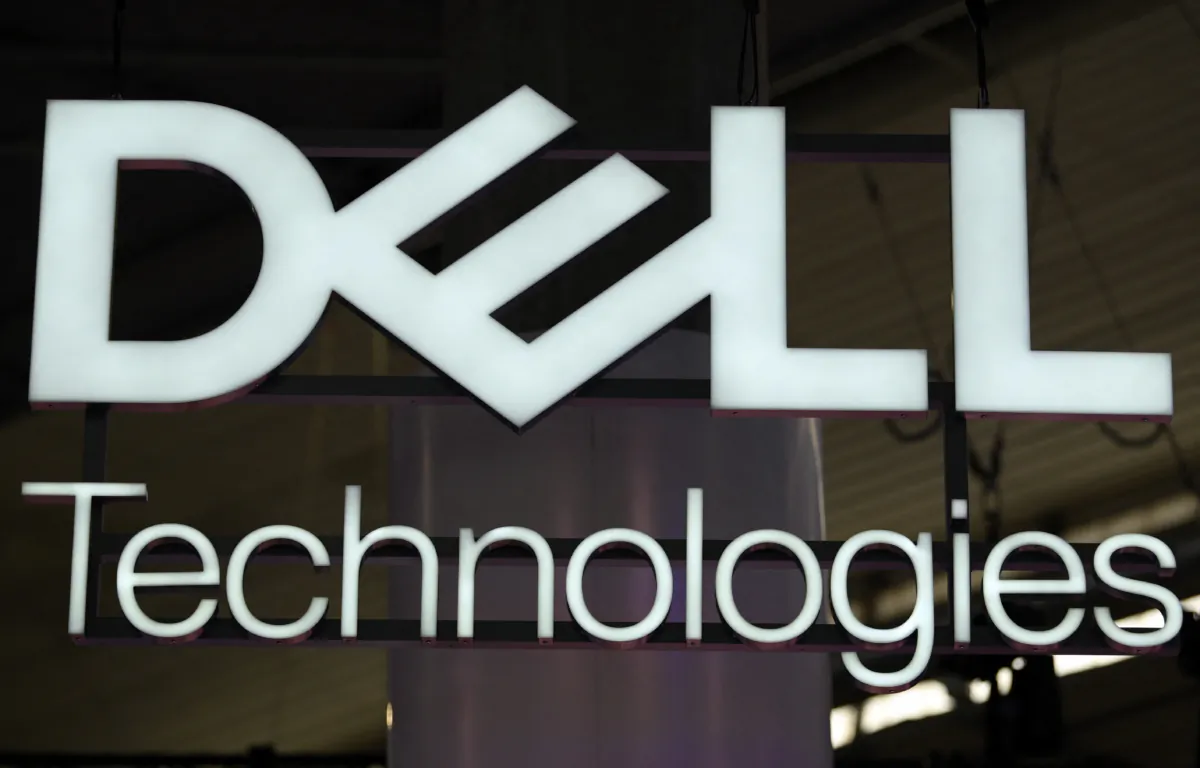 The Dell logo at the Mobile World Congress in Barcelona on March 2, 2023. (Josep Lago/AFP via Getty Images)