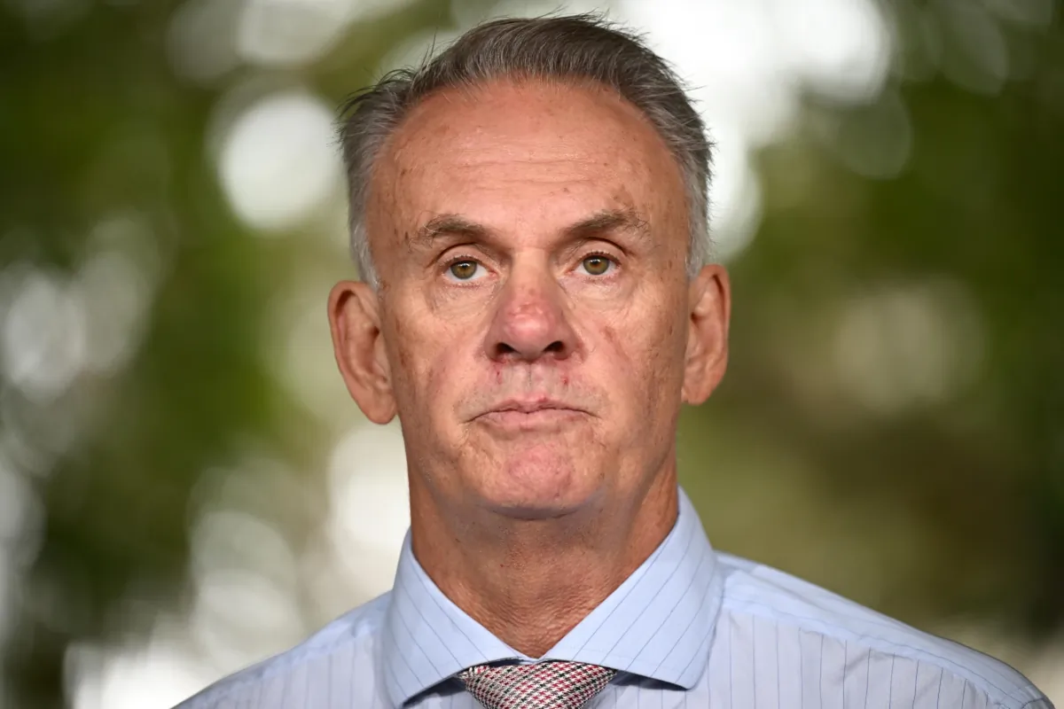 NSW One Nation leader Mark Latham speaks to media during a press conference with former Labor, turned One Nation MP Tania Mihailuk outside Canterbury Bankstown Council Chambers, in Bankstown, Sydney, Australia, Jan. 20, 2023. (AAP Image/Dan Himbrechts) 