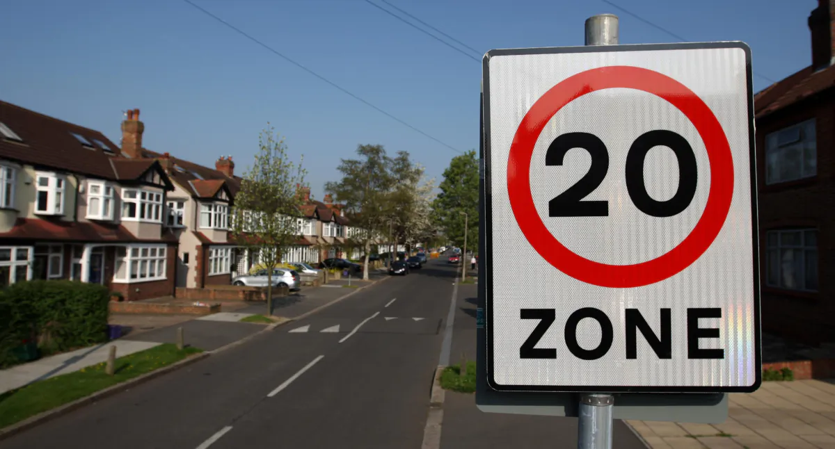An undated image a 20mph speed limit sign in a residential street at an undisclosed location in England. (PA)