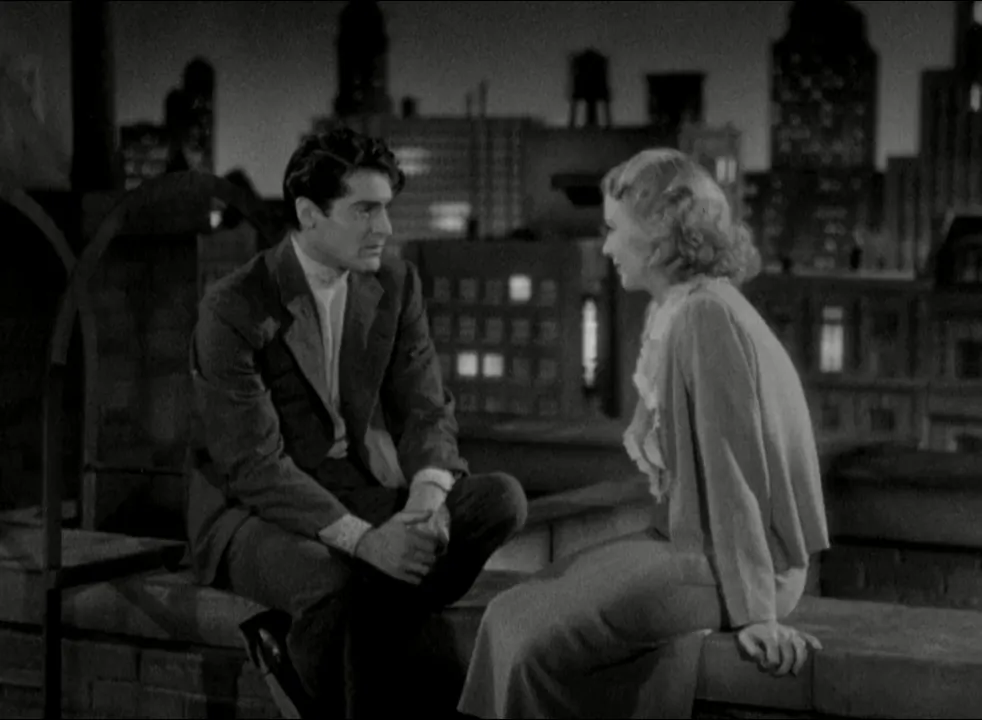 Karel Novak (Francis Lederer) and Sylvia Dennis (Ginger Rogers), in "Romance in Manhattan." (RKO Radio Pictures)