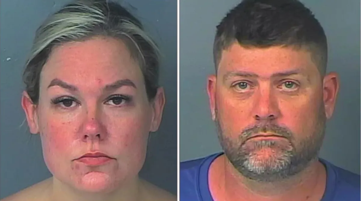 Booking photos of Susan Arneson and her husband, Douglas O'Berry, following their Feb. 9, 2022, arrest for embezzling $1.5 million from the Humane Society, where Ms. Arneson once served as director of development. (Hernando County Detention Center).
