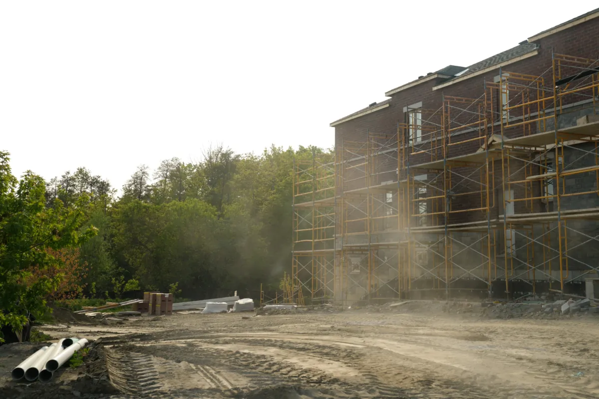 A new housing development is constructed just outside the edge of the Duffins Rouge Agricultural Preserve, part of Ontario's Greenbelt, on May 15, 2023. (Chris Young/The Canadian Press)