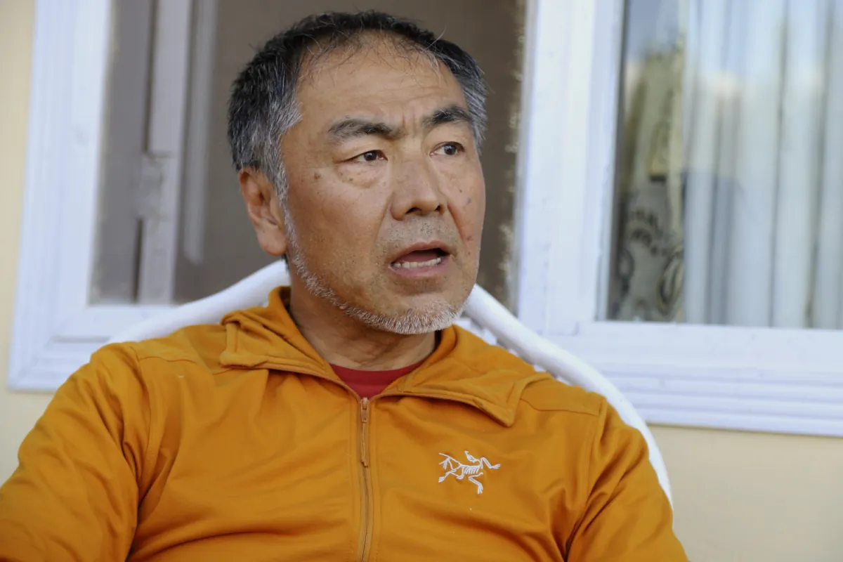 Japanese climber Semba Takayasu speaks with the Associated Press about the incident and death of his fellow climber Shinji Tamura, in Skardu, Pakistan, on Aug. 15, 2023. (M.H. Balti/AP Photo)