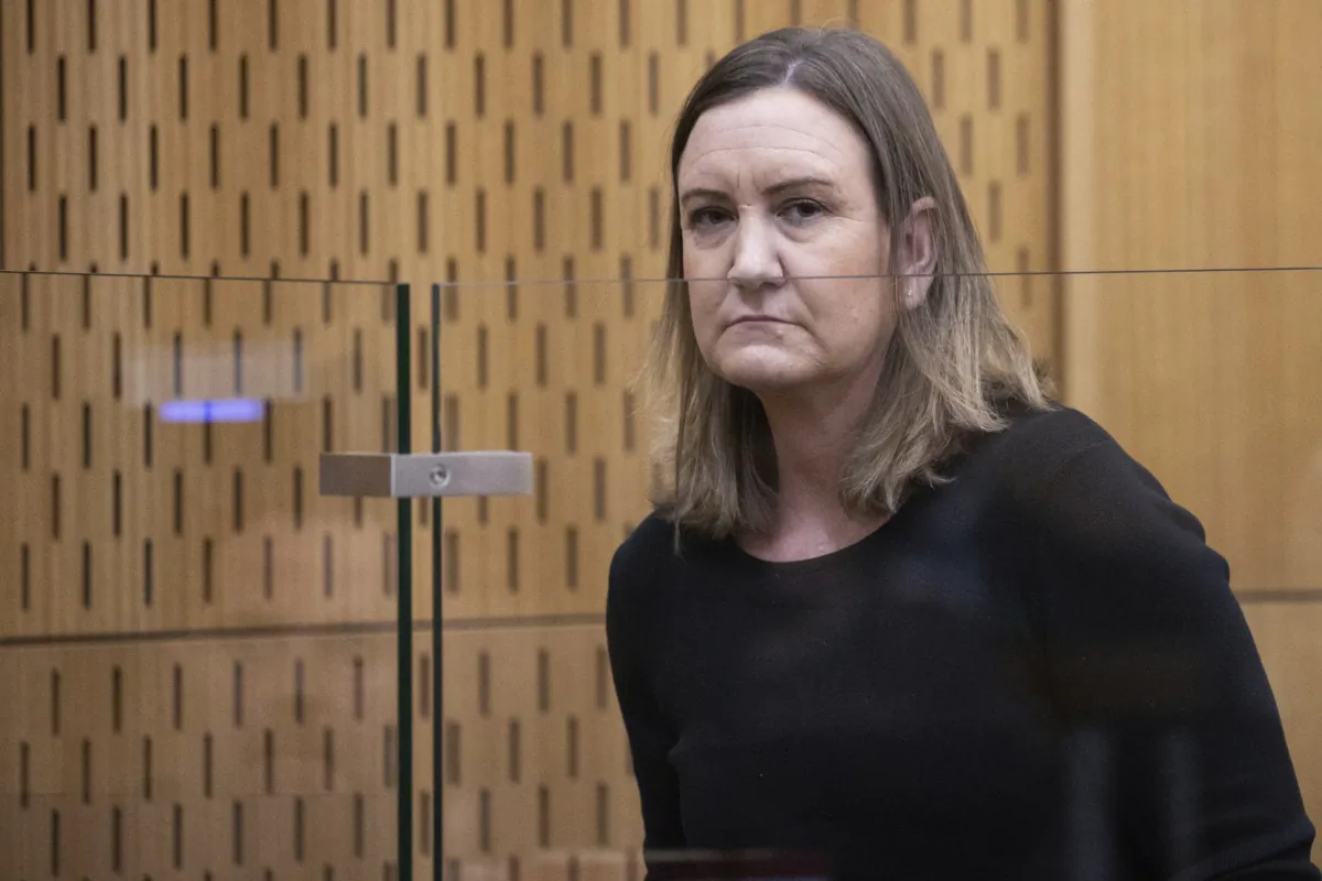 Lauren Dickason stands in the dock at the Christchurch High Court in Christchurch, New Zealand, on July, 17, 2023. (George Heard/New Zealand Herald via AP)