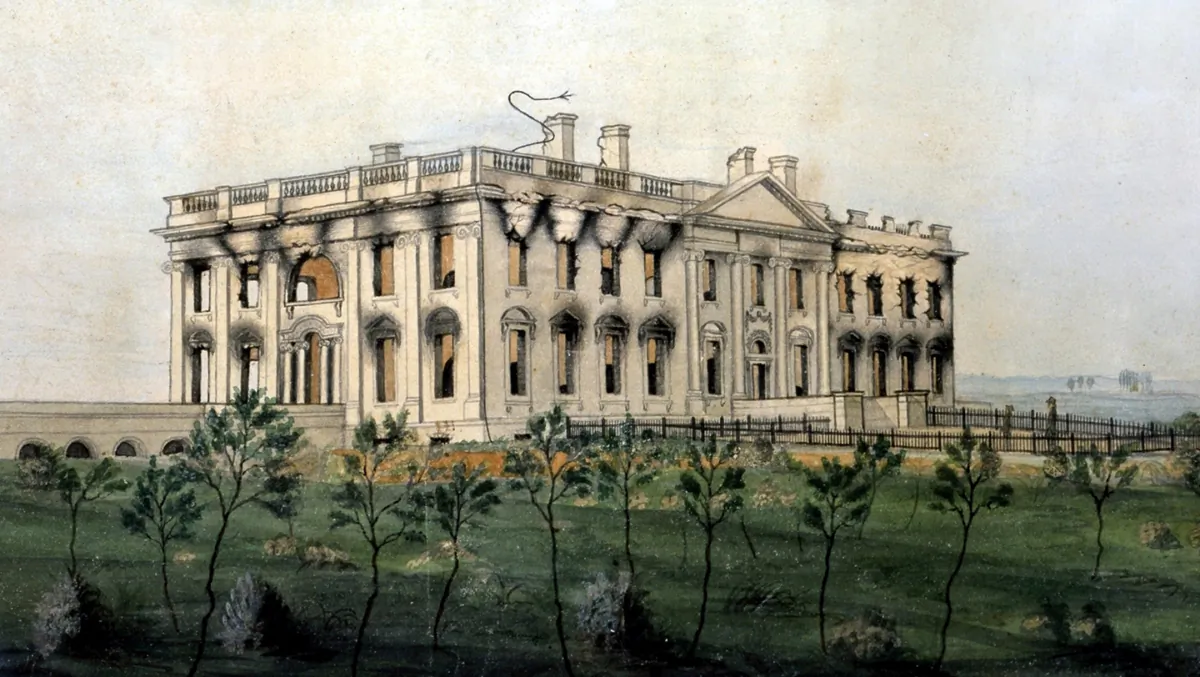 "The Presidents House," circa 1814–1815, by George Munger. Watercolor on paper. White House, Washington, D.C. (Public Domain)