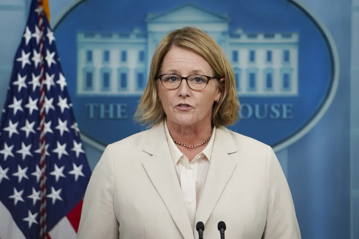 Federal Emergency Management Agency (FEMA) Administrator Deanne Criswell speaks during a press briefing at the White House in Washington on Aug. 16, 2023. (Madalina Vasiliu/The Epoch Times)