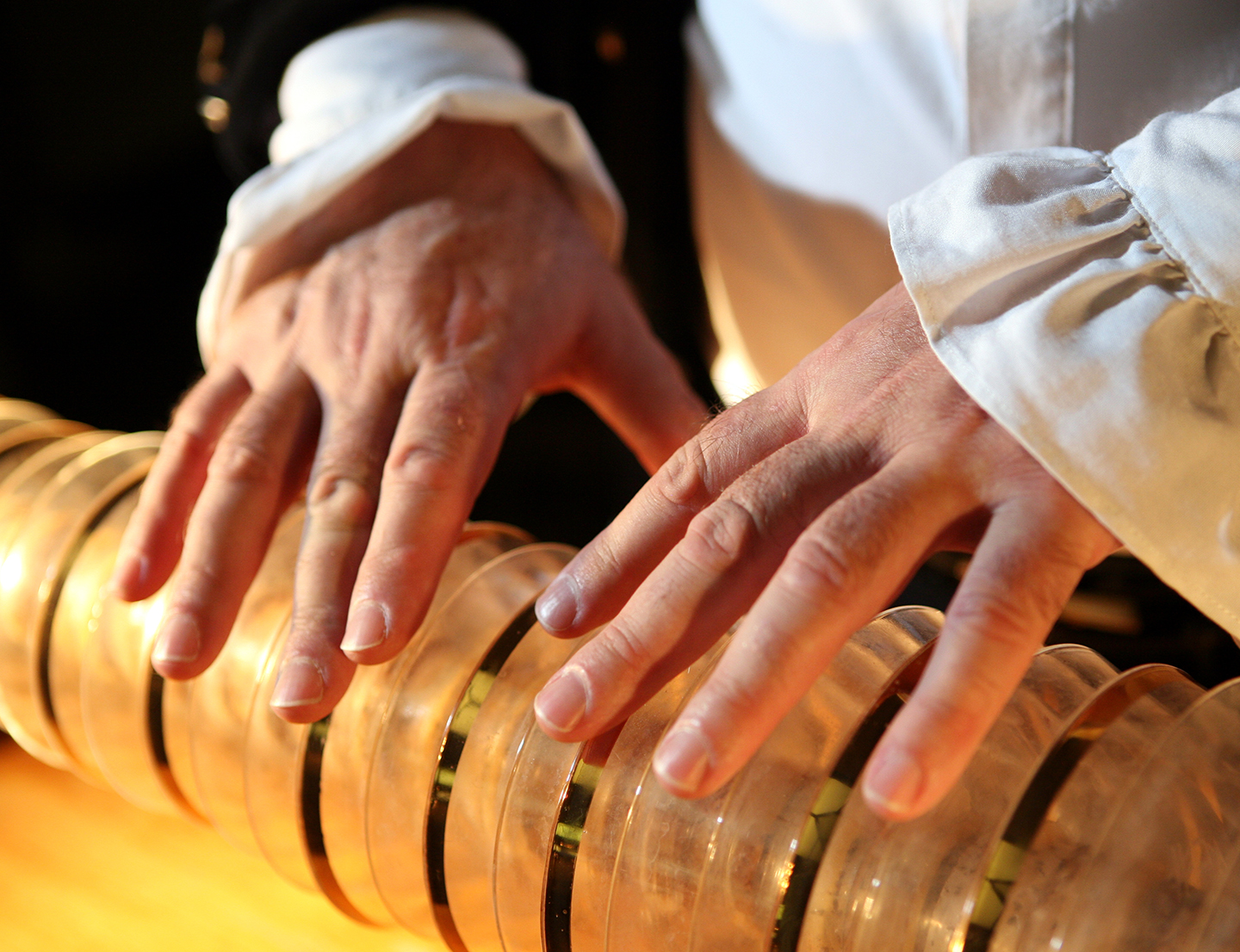 Zeitler playing the glass armonica