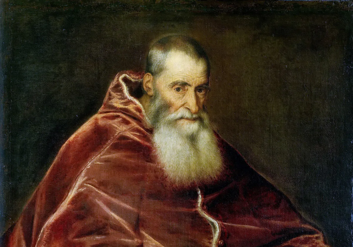 Detail of a portrait of Pope Paul III, 1543, by Titian. National Museum of Capodimonte, Naples, Italy. (Public Domain)