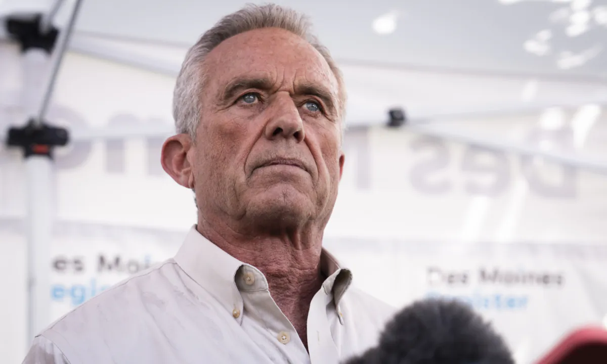 Democratic Presidential candidate Robert F. Kennedy Jr. speaks at the Iowa State Fair in Des Moines on Aug. 12, 2023. (Madalina Vasiliu/The Epoch Times)