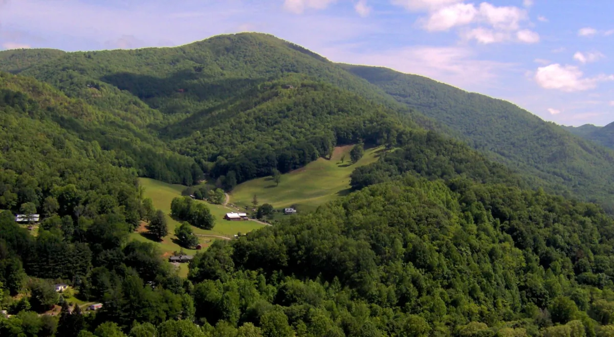 A highland pasture 3500 feet up the south slope of the Cataloochee Divide in the Great Smoky Mountains near Maggie Valley, North Carolina. The valley in Haywood County is not far from Macon Country. (Brian Stansberry/CC BY 3.0)
