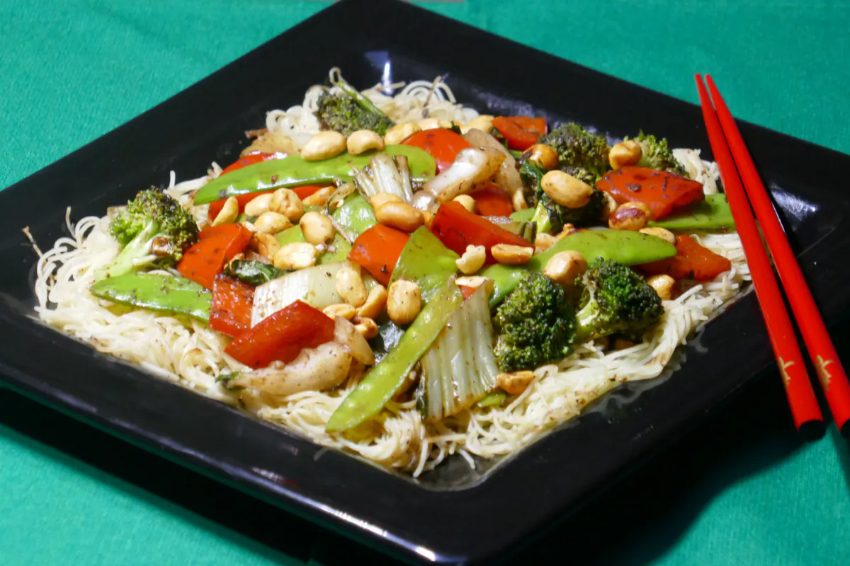 Five-Spice Vegetable Stir-Fry with Peanuts. (Linda Gassenheimer/TNS)