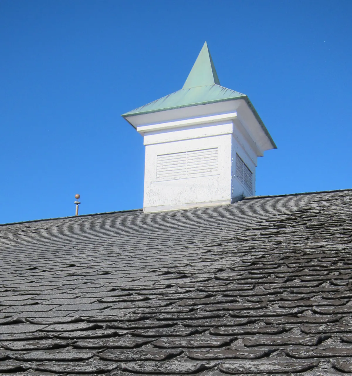 Look at how the shingles getting regular doses of copper ions look as good as the day they were installed. (Copyright 2023 Tim Carter)