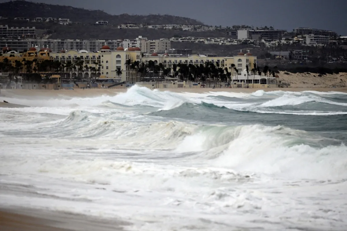The Medano beach before the arrival of Hurricane Hilary at Los Cabos resort in Baja California state, Mexico, on Aug. 18, 2023. (Alfredo Estrella/AFP via Getty Images)