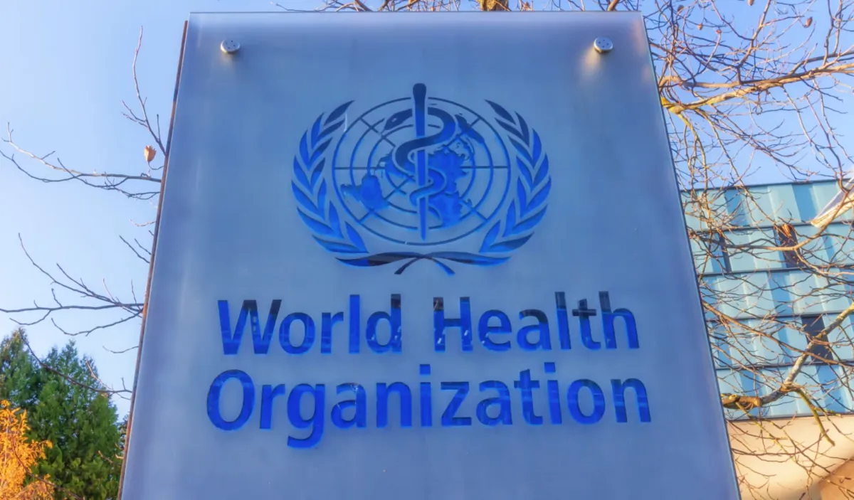 A sign in front of the World Health Organization (WHO) headquarters in Geneva, Switzerland, on Dec. 7, 2020. (Elenarts/Shutterstock)