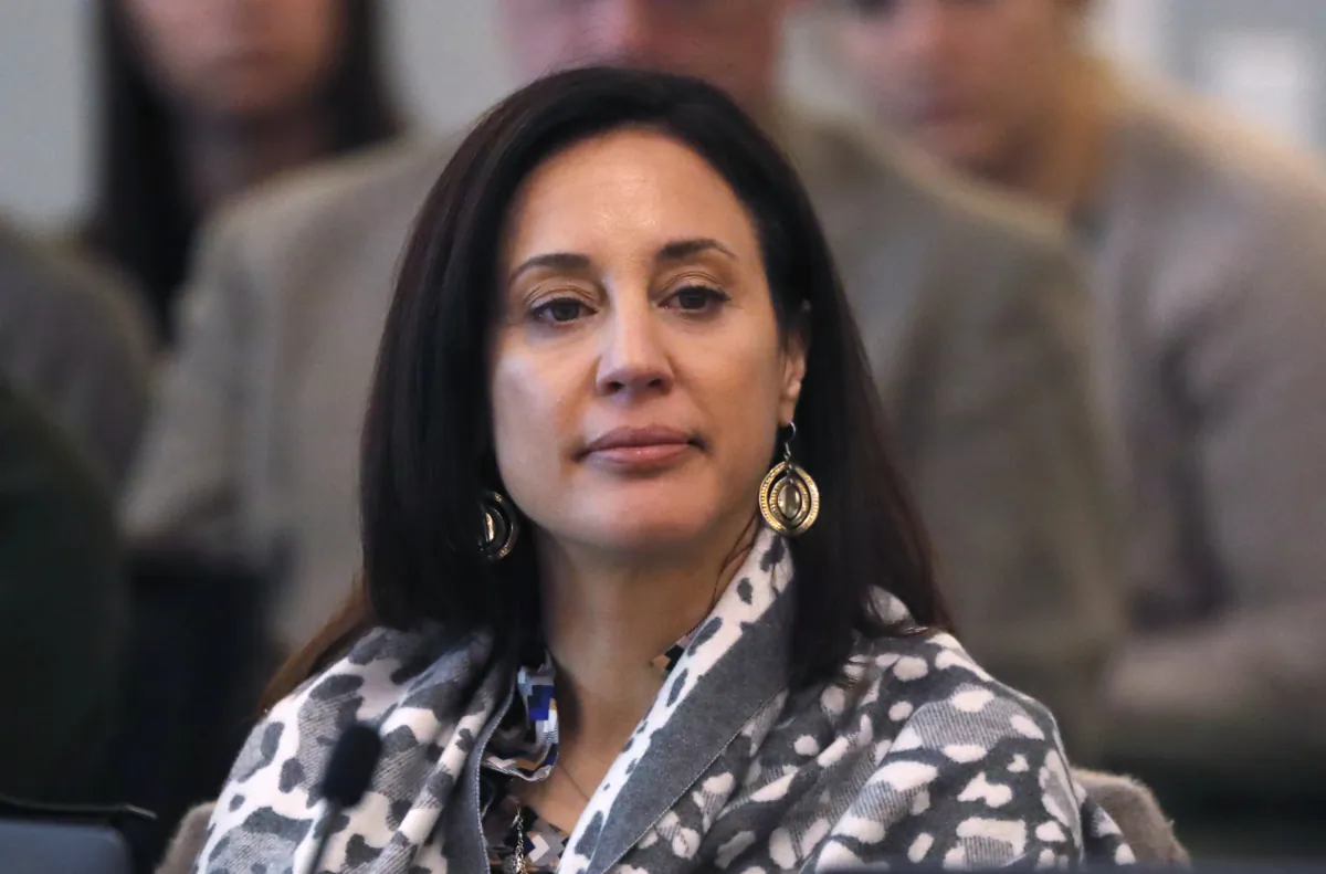 Kate Markgraf, general manager of the U.S. women's national soccer team, attends the U.S. Soccer board of directors meeting Dec. 6, 2019, in Chicago. Markgraf has stepped down after four years as GM of the team U.S. Soccer announced her resignation Friday, Aug. 18, 2023. (Charles Rex Arbogast/AP Photo)
