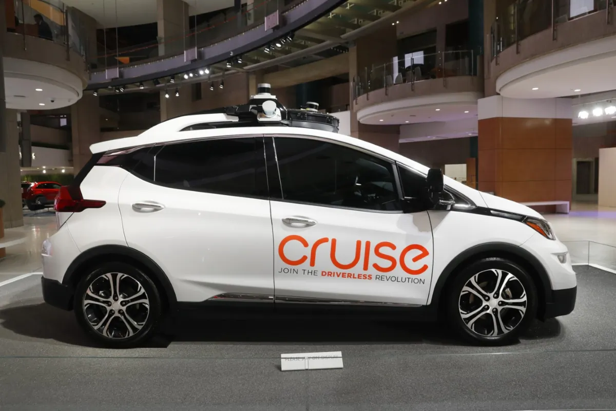 A Cruise AV, General Motors Co.'s autonomous electric Bolt EV, in Detroit on Jan. 16, 2019. (Paul Sancya/AP Photo)