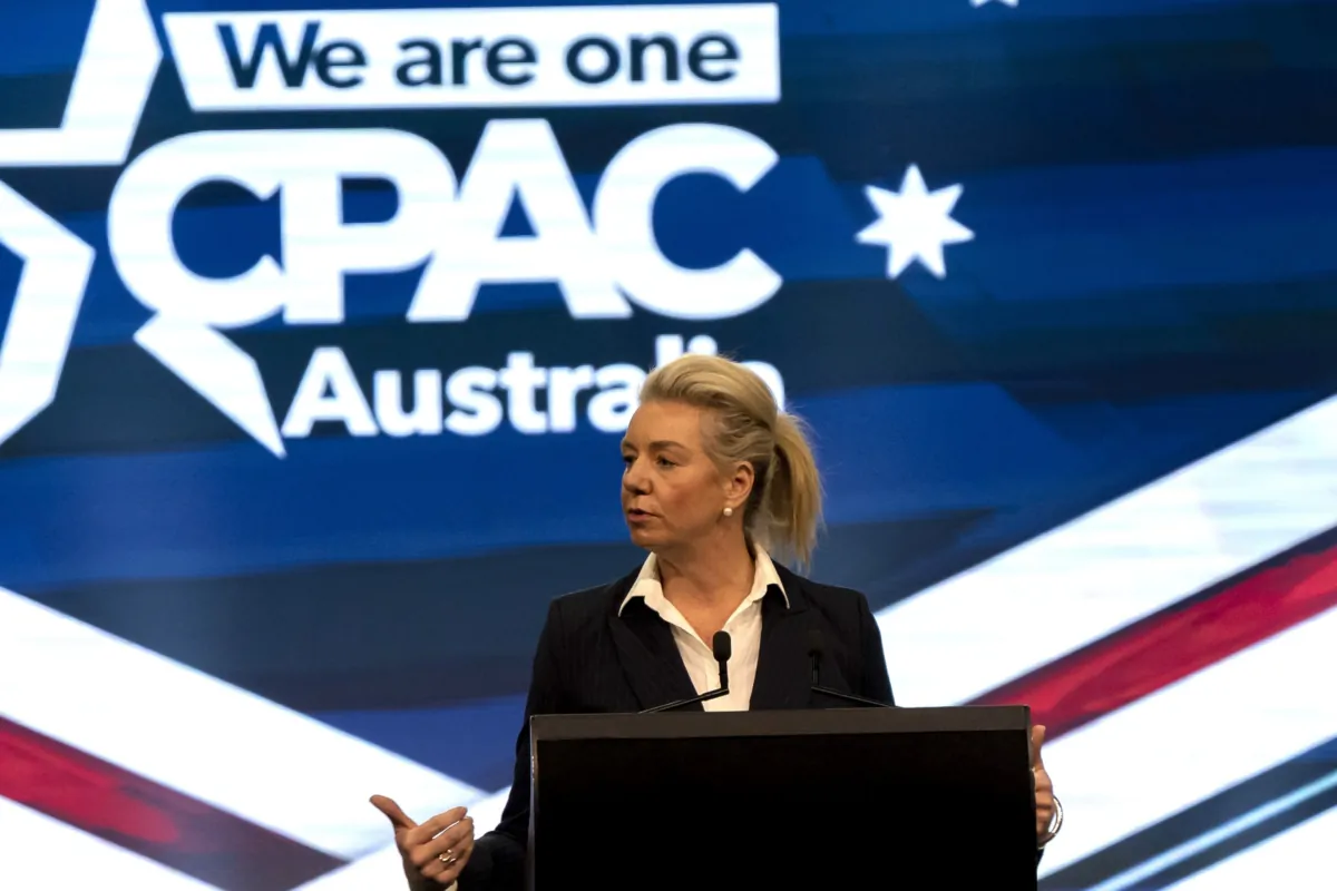 Nationals Senator Bridget McKenzie speaks at CPAC Australia in Sydney, Australia, on Aug. 19, 2023. (Wade Zhong/The Epoch Times)