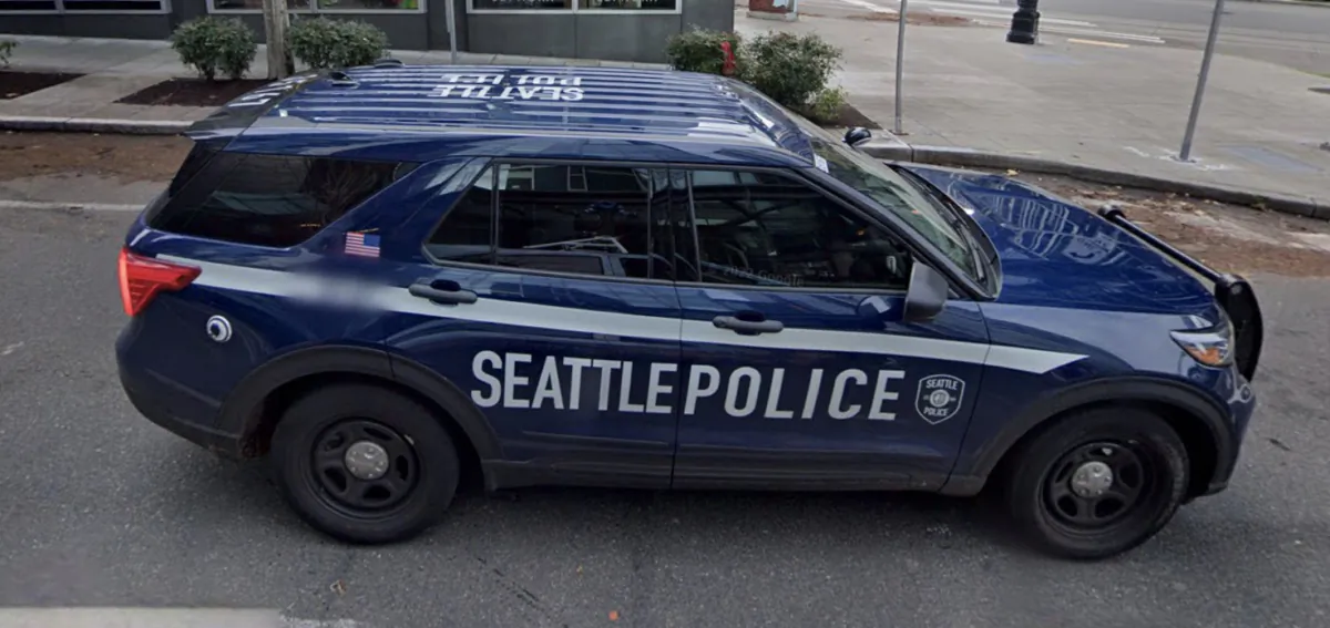 A police car in Seattle in December 2021. (Google Maps/Screenshot via The Epoch Times)