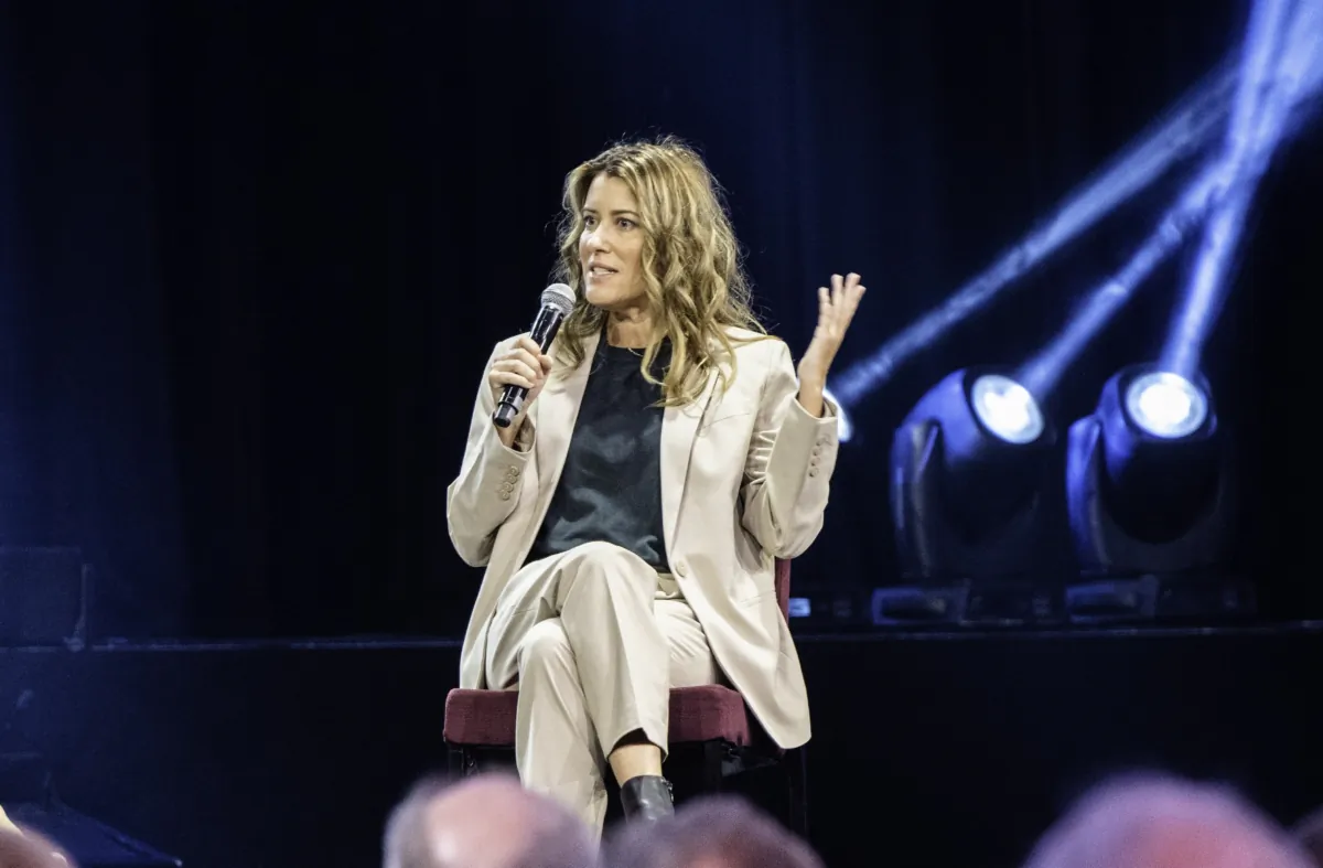 Giggle app founder Sall Grover speaking at CPAC conference in Sydney, Australia on Aug. 20, 2023. (Wade Zhong/The Epoch Times)