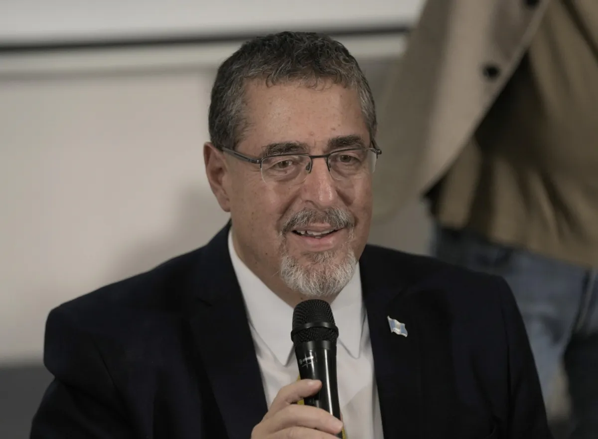 Presidential candidate Bernardo Arévalo speaks during a press conference after preliminary results showed him the victor in a presidential run-off election in Guatemala City on Aug. 20, 2023. (Moises Castillo/AP Photo)