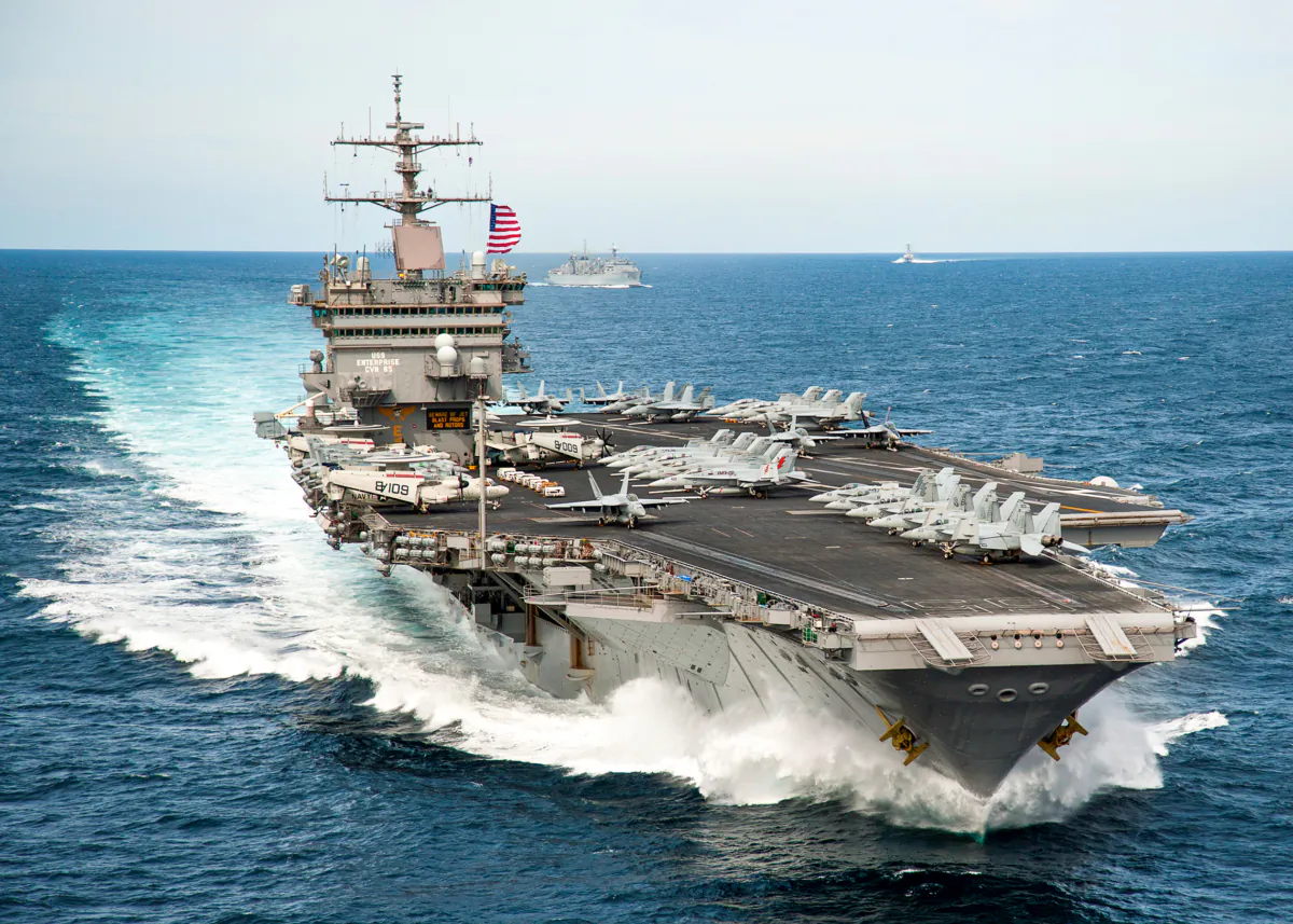 Aircraft carrier USS Enterprise (CVN 65) is underway with the Enterprise Carrier Strike Group in the Atlantic Ocean on March 22, 2012. (U.S. Navy photo by Mass Communication Specialist Seaman Harry Andrew D. Gordon/Released)