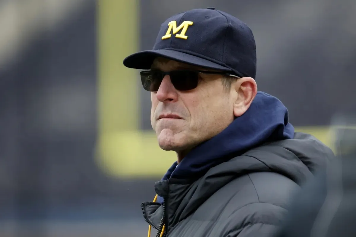 Michigan Wolverines head coach Jim Harbaugh on the sideline during the Spring Game at Michigan Stadium in Mich., on April 1, 2023. (Rick Osentoski/USA TODAY Sports via Field Level Media)