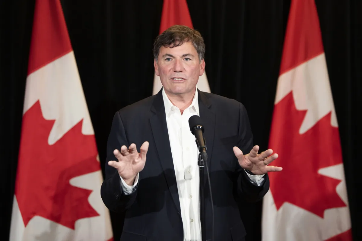 Minister of Public Safety, Democratic Institutions and Intergovernmental Affairs Dominic LeBlanc speaks to reporters during the Liberal Cabinet retreat in Charlottetown, P.E.I., on Aug. 22, 2023. (Darren Calabrese/The Canadian Press)