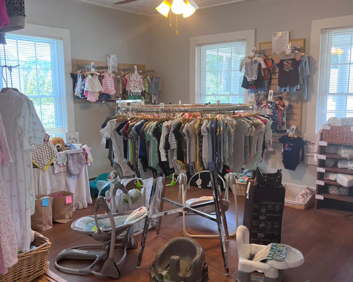 Maternity and infant supplies at Branches Pregnancy Resource Center in Brattleboro, Vt. Pregnancy resource centers typically offer counseling and assistance to pregnant mothers and new parents. (Branches Pregnancy Resource Center)
