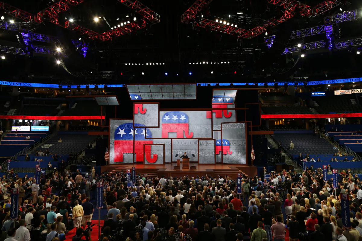 RNC Chairman Reince Priebus bangs the gavel to start the Republican National Convention at the Tampa Bay Times Forum in Tampa, Fla., on Aug. 27, 2012. (Photo by Mark Wilson/Getty Images)