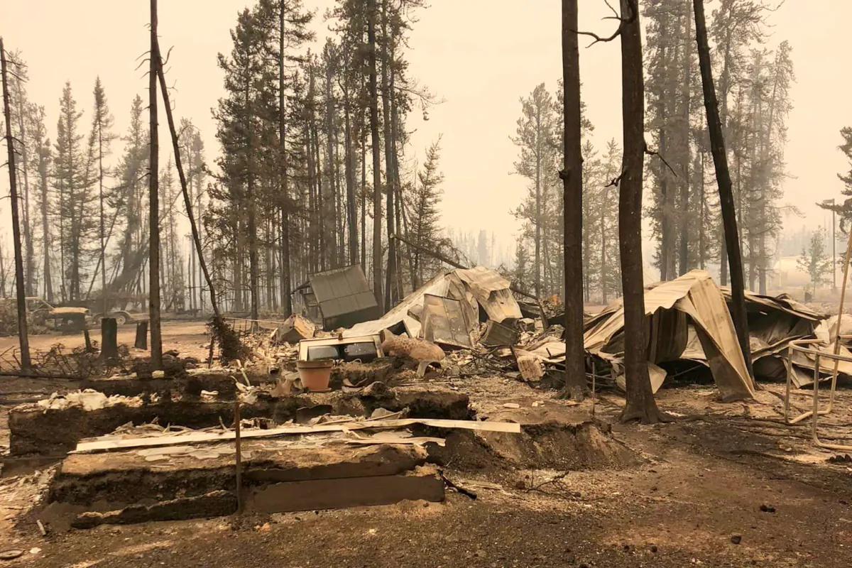 The site where Tammy Neal's house once stood is seen in the aftermath of wildfire that burned through Enterprise, Northwest Territories, on Aug. 13, 2023. (Courtesy of Tammy Neal)