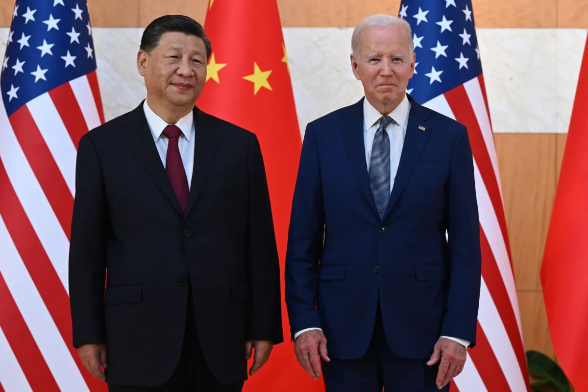 U.S. President Joe Biden (R) and CCP leader Xi Jinping (L) meet on the sidelines of the G20 Summit in Nusa Dua on the Indonesian resort island of Bali on Nov. 14, 2022. (Saul Loeb/AFP via Getty Images)