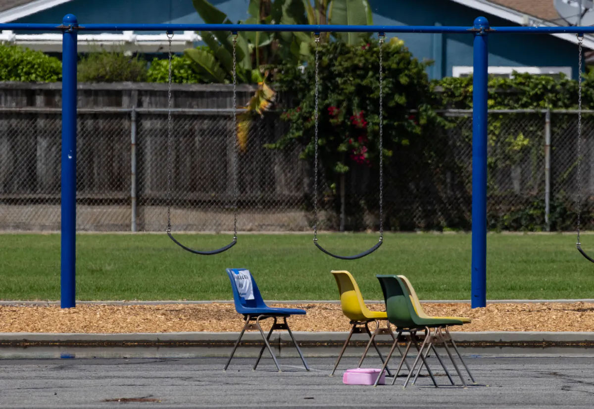 An empty elementary school playground in a file photo in Costa Mesa, Calif., on Aug. 21, 2023. (John Fredricks/The Epoch Times)