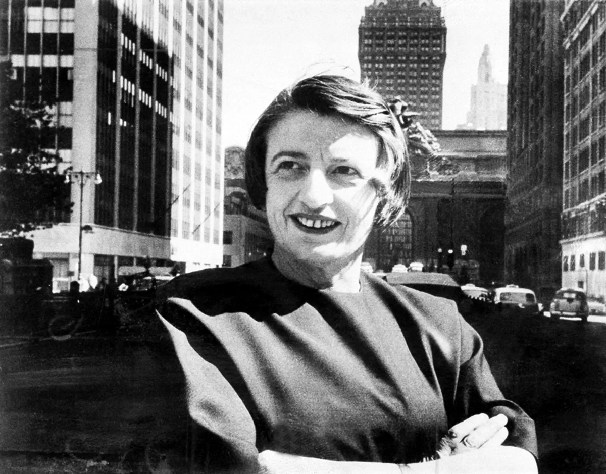 In this 1962 file photo, Russian-born American writer and philosopher Ayn Rand is photographed in New York with Grand Central Terminal in the background. (AP Photo)