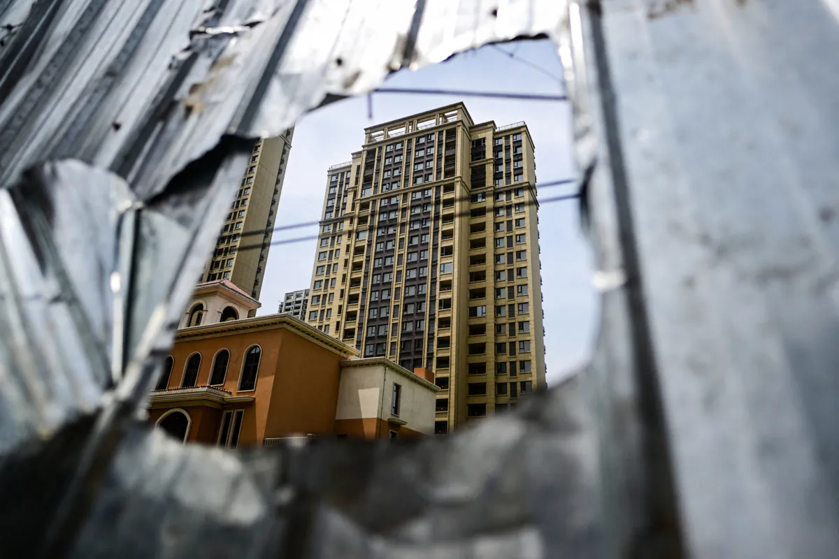 This photo taken on June 20, 2023 shows a view of a complex of unfinished apartment buildings in Xinzheng City in Zhengzhou, China's central Henan Province. 
(Pedro Pardo/AFP via Getty Images)