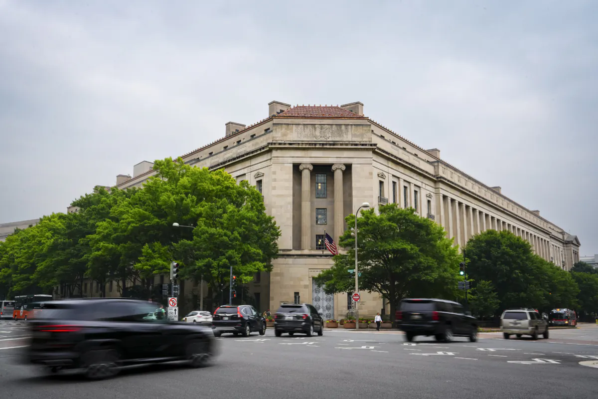 The U.S. Department of Justice building in Washington on June 28, 2023. (Madalina Vasiliu/The Epoch Times)