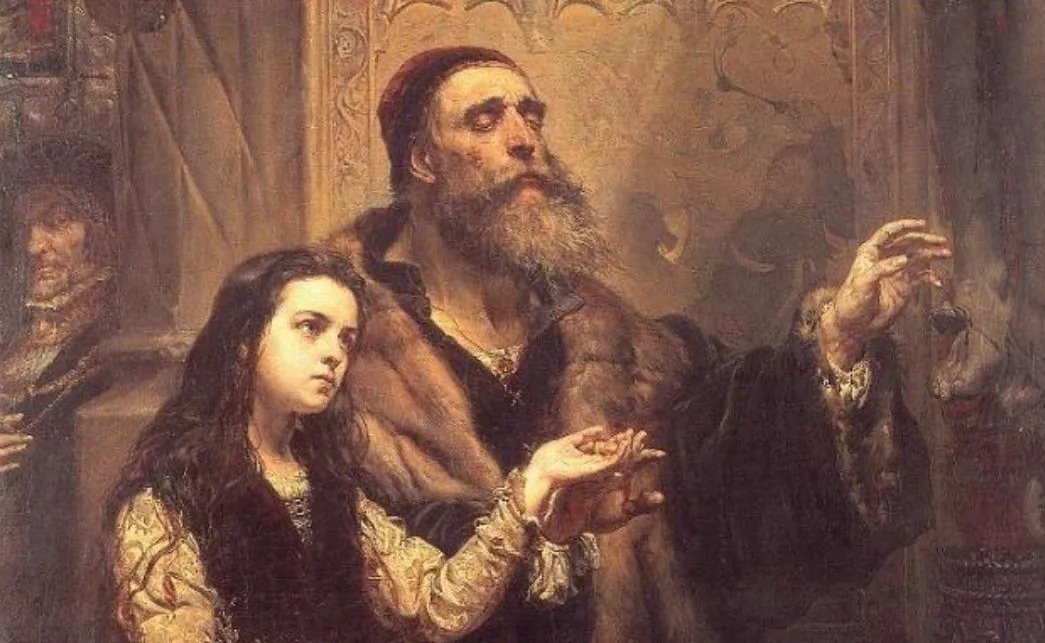 John Milton reflects on the purpose and meaning of his blindness in Sonnet 19. A detail of "Blind Veit Stoss With Daughter" by Jan Matejko. (Public Domain)