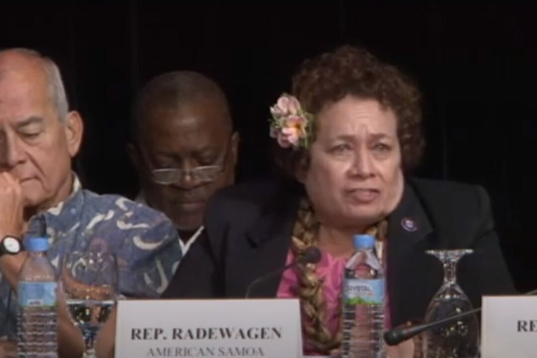 The House Natural Source Committee holds an oversight field hearing on Peace Through Strength: The Strategic Importance of the Pacific Islands to U.S.-led Global Security in Tamuning, Guam, on Aug. 24, 2023. (House Committee on Natural Resources GOP/Screenshot via The Epoch Times)
